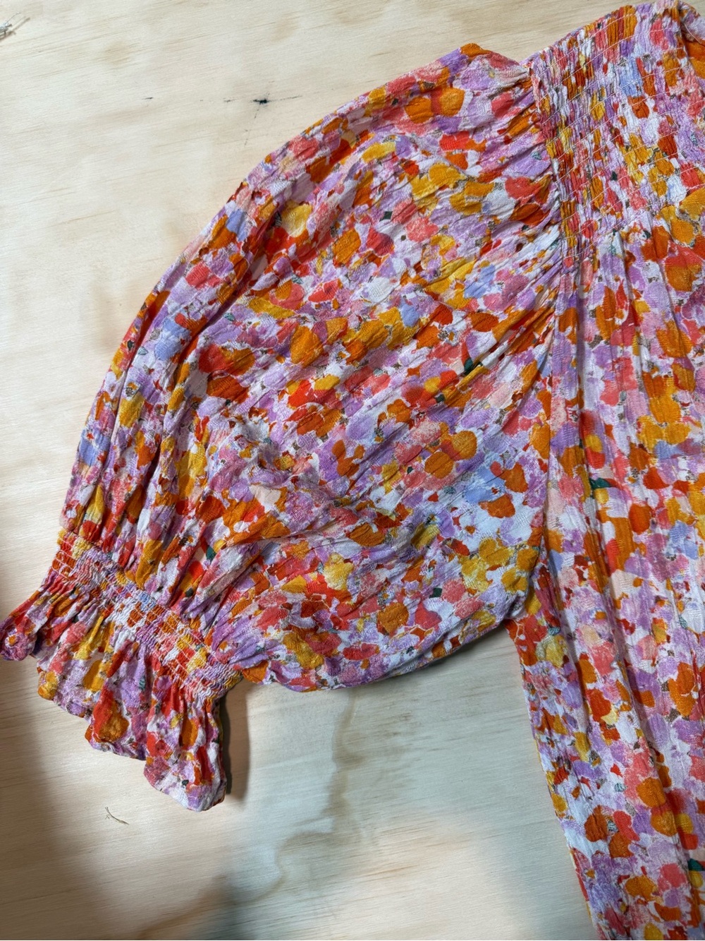 Emerson Rose Tie-Front Floral Blouse in Pink and Orange - Picture 5 of 5